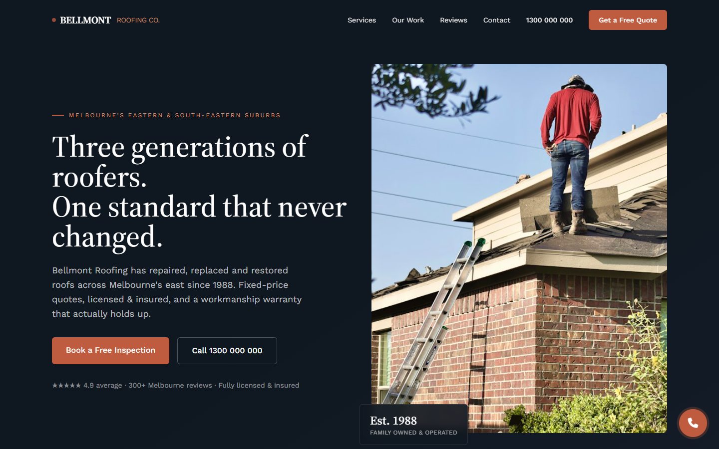 Example Launch website: Bellmont Roofing Co.
